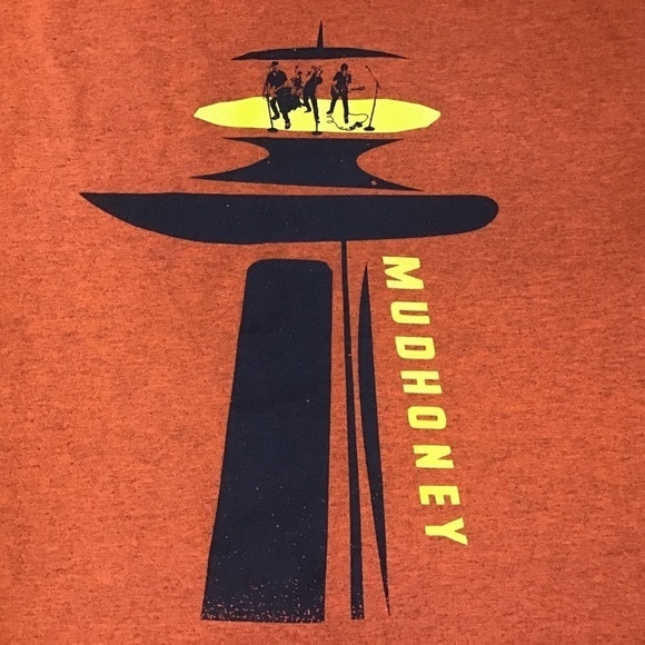 MUDHONEY T-Shirt Graphic On Top Seattle Space Needle Band Orange Size S - Picture 2 of 8
